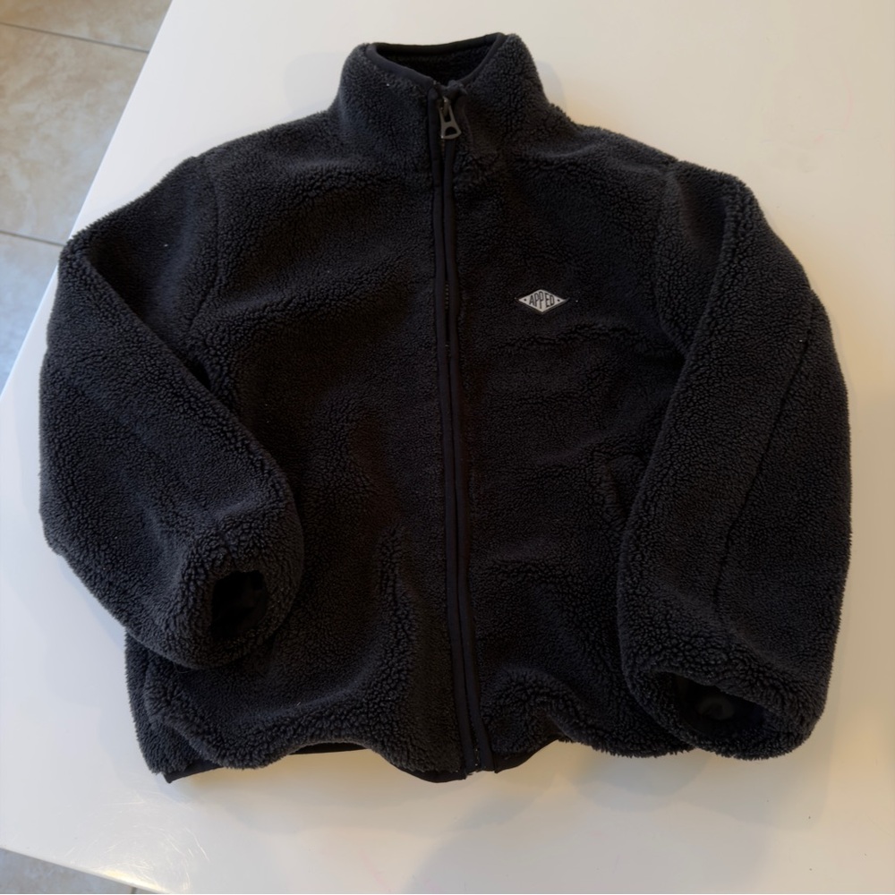 Zara Boys Sherpa Zip Jacket Size 8-9 Black
